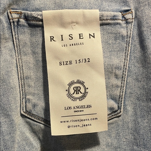 Risen Light Blue Flare Jeans with Fringe Hem - Picture 2 of 9